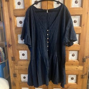 Free People Textured Black Mini Dress